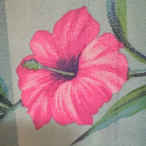 Caribbean Joe Women’s Aqua Floral Sarong Cover-Up - Blue with Pink Hibiscus - Picture 2 of 5